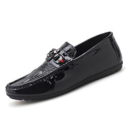 Crocodile Doudou Shoes Male Liang Noodles Youth Tide Shoes Soft soles driving shoes, one pedal lazy shoes casual leather shoes men's shoes