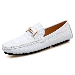 Lefu Shoe Male 2022Loafers Bean Shoes Male White Crocodile Wicker Men trendy male spring and autumn bean shoes