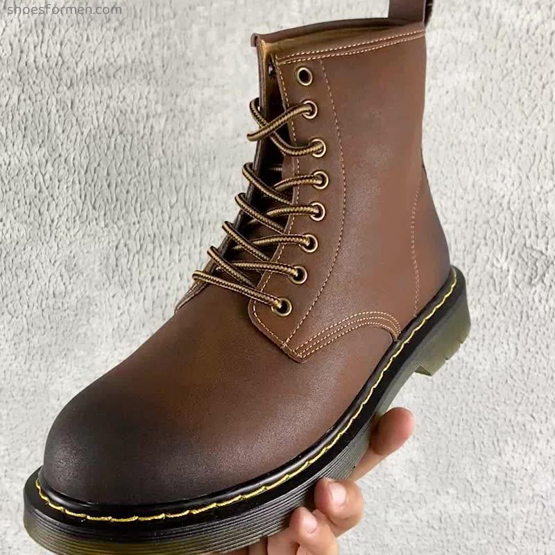 Martin boots male high-top plus velvet warm worker shoes men's wild metal desert boots men's winter trend boots male