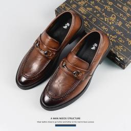 Men's casual leather shoes Korean version of the trend British black soft bottom business crocodile pattern soft leather