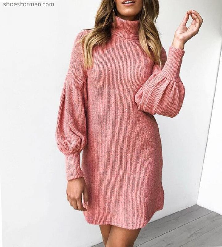 New Elegant Thread Sweater Dresses For Women Loose Fashion Basic Autumn Winter Knitted Dress