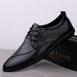 Summer new men's cowhide business casual shoes black small leather shoes men's daily trend soft bottom men's shoes