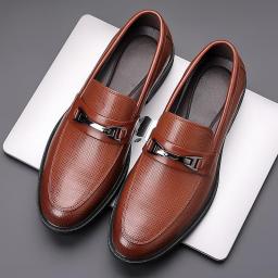 (Leather cowhide) Spring new casual shoes versatile trendy men's shoes round -headed real shoe solid shoe sole Lefu shoes