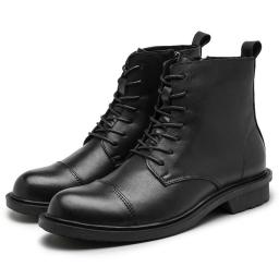(Men's Martin Boots) British high -top shoes thick bottom zipper boots black leather boots head layer cowhide motorcycle boots