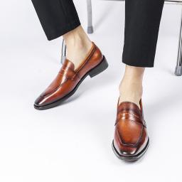 (Men's shoes) Wipe color set business shoes layer leather Loles shoes retro dress a men's shoes