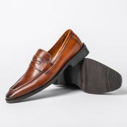(Men's shoes) Wipe color set business shoes leather Lefu shoes retro dress square head pedal men's shoes