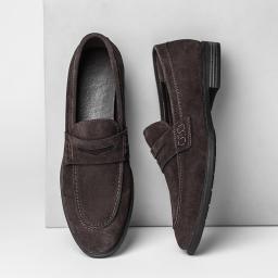 (Men's Shoes) Suede Leather Case Legs Business Men's Shoes Laifu Shoes Retro Men's Casual Shoes A Pedal Men's Shoes