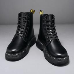 2020 Autumn And Winter New Male Yinglan Wind Black Leather Boots Hundreds Thick Bottom Trend High Boots Simple Martin Boots Male