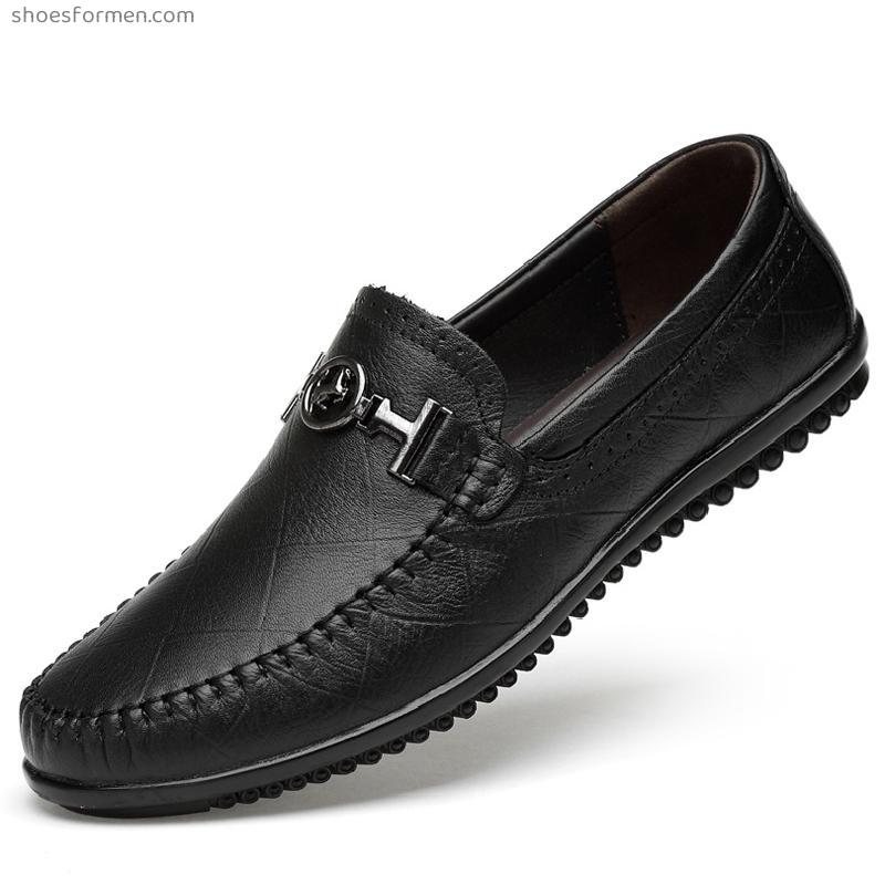 2022 Lefu Shoes Men's Large Drotchy Doumian Dou Bean Shoes Male Cow Pacific Leather Leather Shoes Men's new model