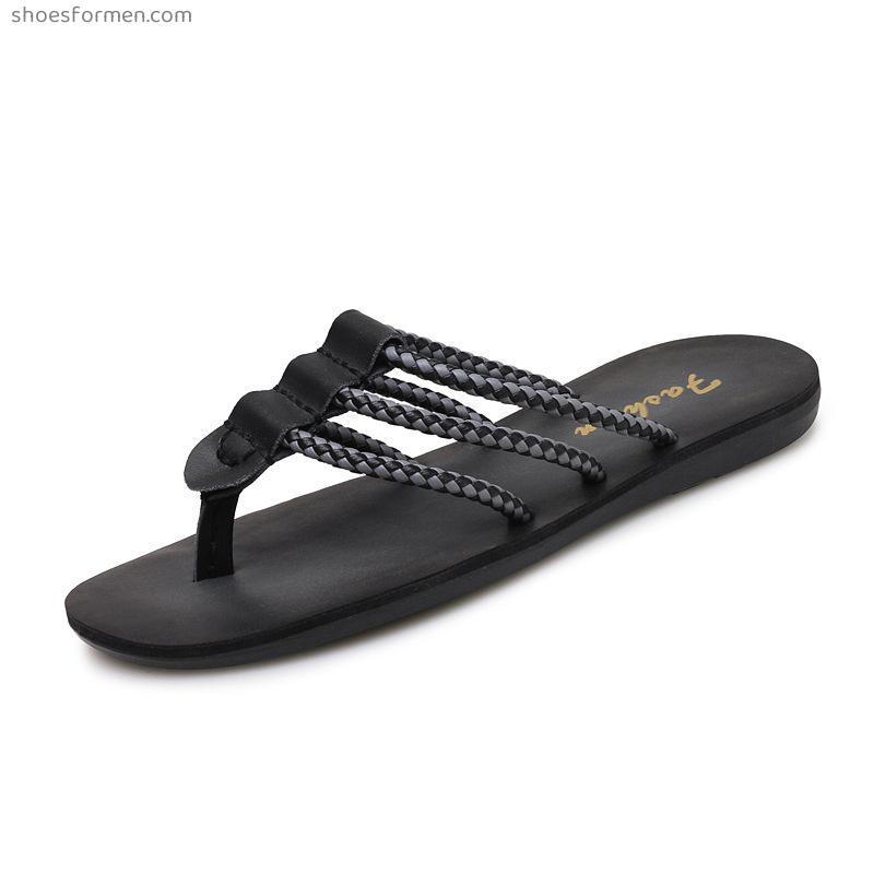 2022 New men's casual slippers angle webbing hirams are flattened, trendy casual summer cold slippers men's shoes