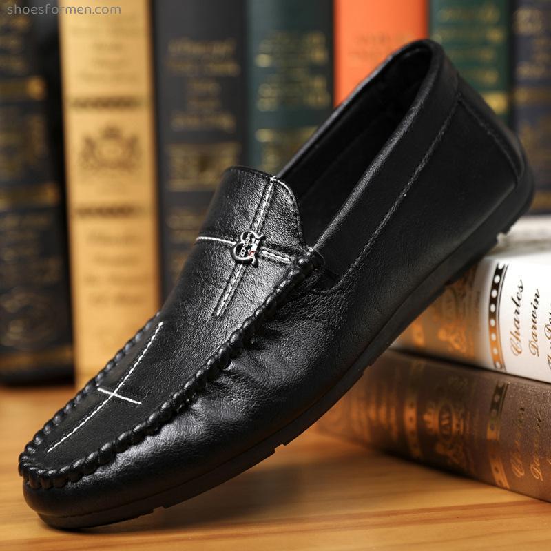 2022 Spring New Doudou Shoes Men's soft bottom breathable Men's casual leather shoes Lazy feet, Yinglun Feng Lefu shoes