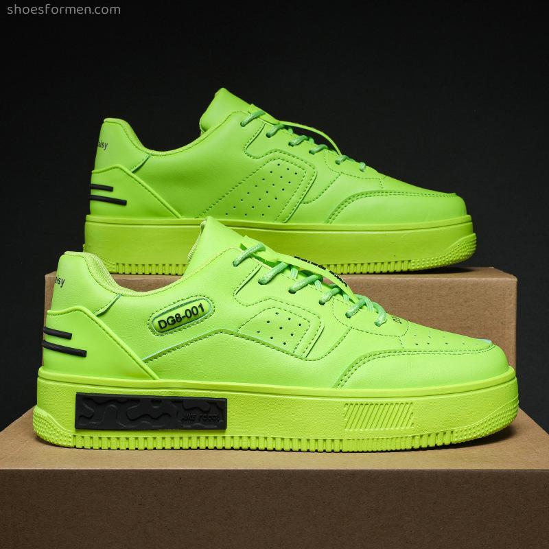 2022 Spring new thick bottom increase leisure shoes trendy shoe bright green board shoes fashion trend little white shoes men's shoes