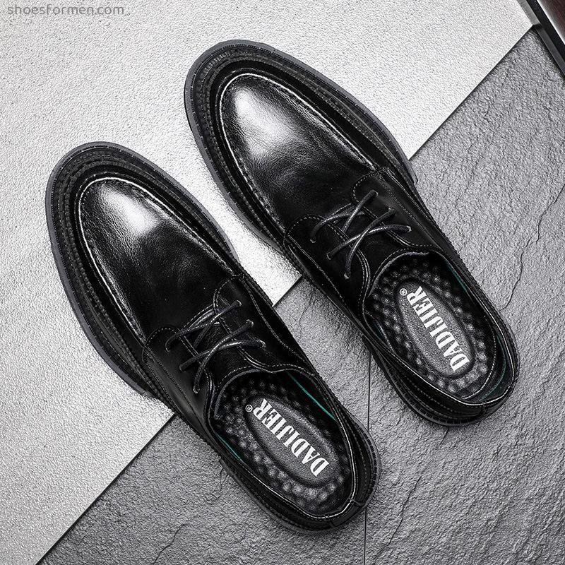 2022 Summer new commercial worker leather shoes casual Brock men's shoes thick bottom leather men's British leather shoes men