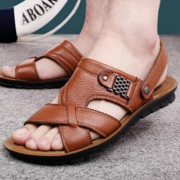 2022 Summer new product men's sandals men's tide leather beach shoes large size casual sand slippers
