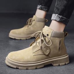 2022 autumn and winter new men's shoes high -top Martin boots, martial arts boots, locomotive retro men's shoes tide, non -slip and wear -resistant