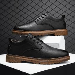 2022 Autumn New Business Casual Leather Shoes Men's British Fashion Low-gatrigeral Band Increased Dress Shoes