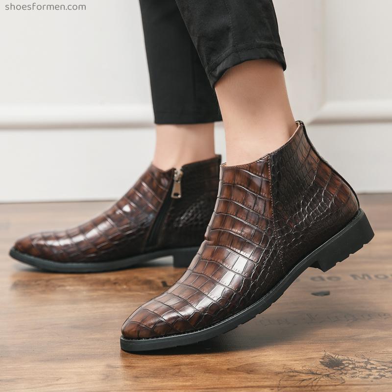 2022 new Martin boots men's high -top British style crocodile pattern winter boots men's shoes