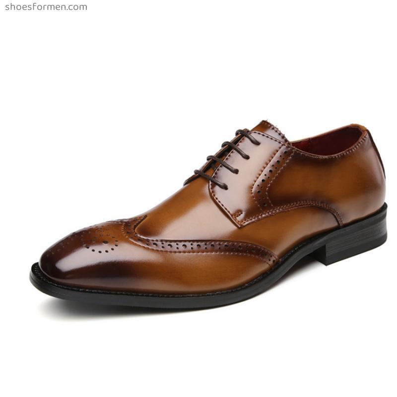 2022 new carved cloth cloth Rocky English leather business is facing men's men's line with Derby shoes pointed Oxford