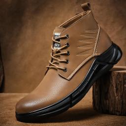 2022 new large -size Martin boots men's winter British style men's leather boots cowhide men's boots high -top worker boots