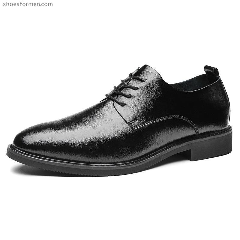 2022 new leather embossed casual business shoes men's dress single shoes soft bottom comfortable youth