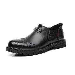 2022 New Leather Men's Shoes Retro British Style Low -top Men's Short Boots Brock Leather Shoes Korean Casual Men's Shoes