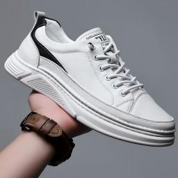 2022 new leather small white shoes white men's fashion versatile casual shoes cowhide ventilation board shoes men's shoes soft