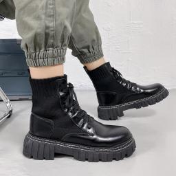 2022 new men's boots thick bottom Martin boots, Binglun Wind high -top leather boots flying snow boots Martin men's shoes