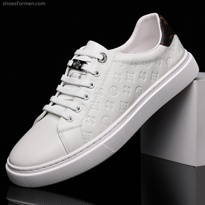 2022 new men's shoes, the same small white shoes leather casual sheet shoes, fashion versatile air -penetrating single shoe leather shoes