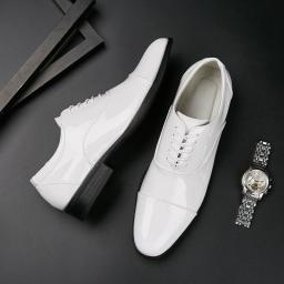 2022 new patent leather three joint white santeec business shoes men's shoes shoes breathable leisure