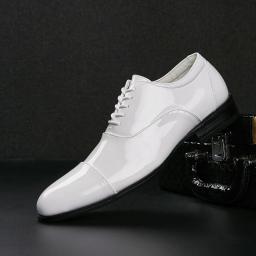 2022 New Patent Leather Three Joint White Santeec Business Shoes Men's Shoes Shoes Breathable Leisure