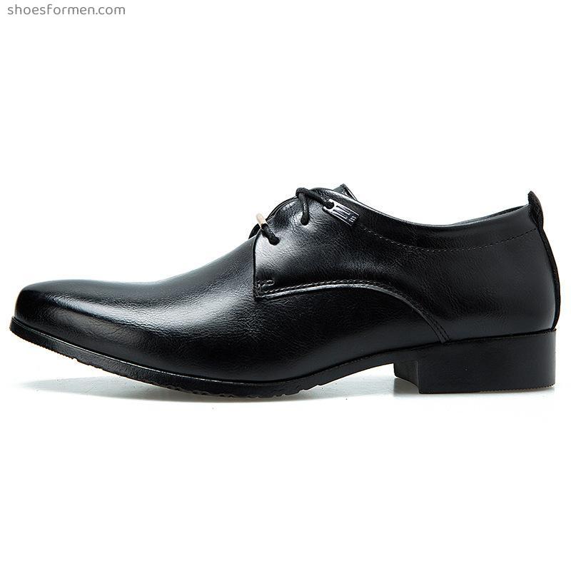 2022 new spring business dress black men's British pointed large size casual single leather shoes