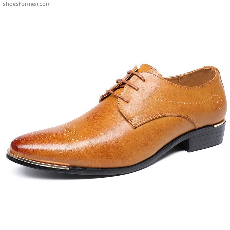 2022 spring Korean version of the Yingblock men's shoes business dress large size men's leather shoes