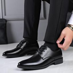 2022 Spring And Autumn Men's Shoes Korean Version Of Business Dress Men's Shoes Lace Leather Office Shoes