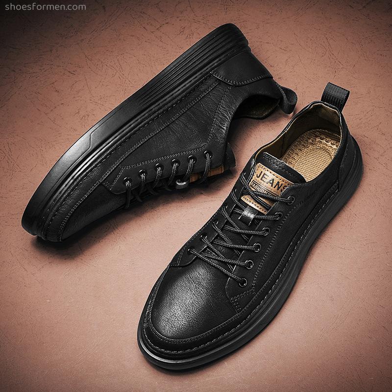 2022 spring and autumn new casual leather shoes men's Korean version of the trend wild shoes men's business dress orthopede