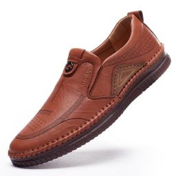 2022 spring and autumn new men's daily casual leather shoes men's hand-sewing soft soft bottom sleeve