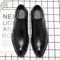 2022 Spring New Business Casual Leather Shoes Men's British Pointed Lace Lacule Format Wedding Shoes British Single Shoes