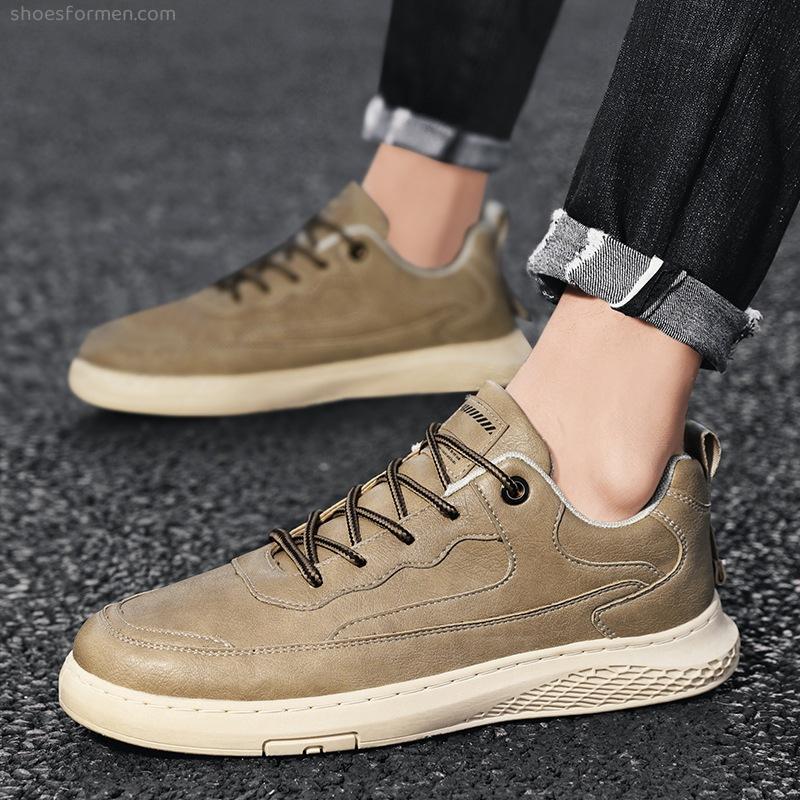 2022 spring new casual leather shoes men and Korean fashion Wenzhou shoes super-fiber shell men's wild sportsboard shoes