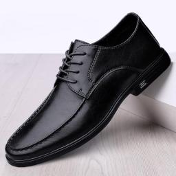 2022 spring new head layer cowhide business leather shoes men's fashion low help leisure men's shoes intelligence painting shoes