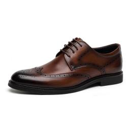 2022 Spring New Leather Shoes Male Leather Head Layer Leather British Wind Bocke Carving Business Is Equipped With Married Shoes