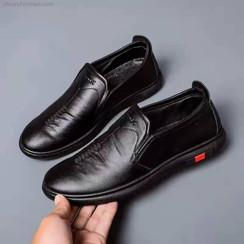 2022 spring new men's casual shoes soft bottom business shoes, one foot, middle-aged men's shoes, Dad shoes