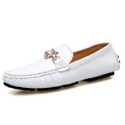 2022Loafers Large Doddon Shoes Male White Crocodile Pattern MEN Trend Male Spring and Autumn Doudou shoes