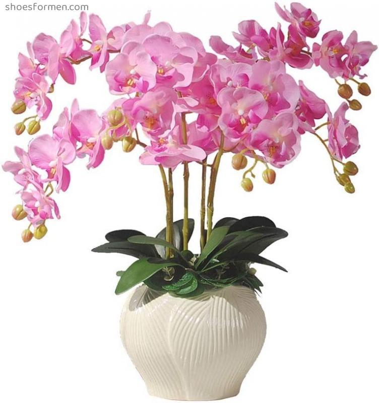 Artificial Flower in Pot Orchid Bonsai Artificial Flowers in Vases Phalaenopsis Fake Flowers Arrangements for Home Table Decor, Pink Artificial Plant Flower Arrangement (Color : Pink)