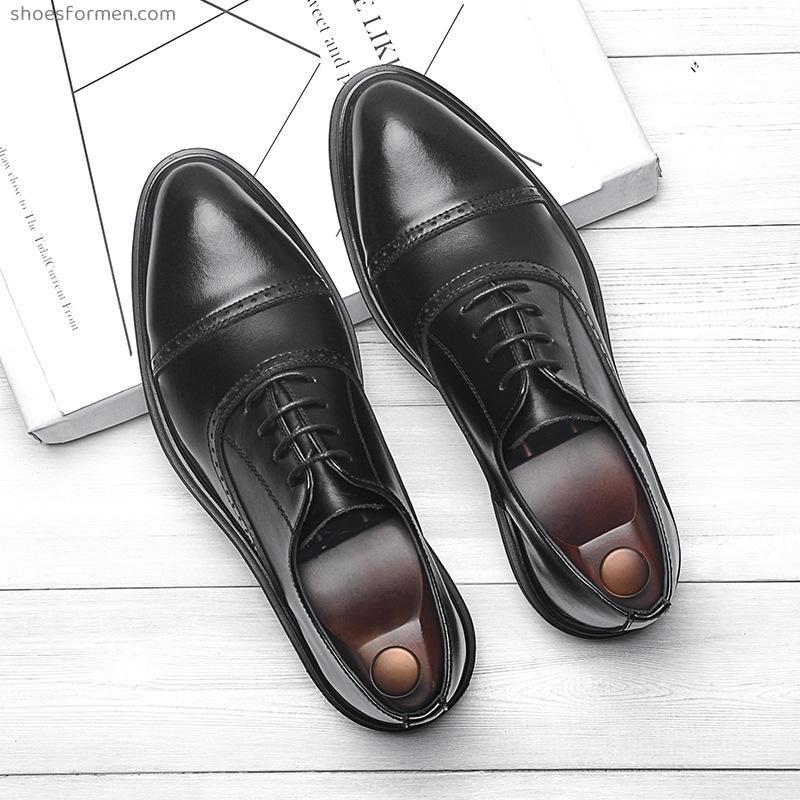 Autumn Men's Business Putting Leather Shoes Black Youth Take Thick Pointer British Korean Tide Casual Shoes Men