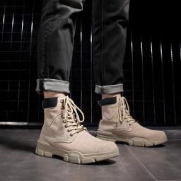 Autumn and winter Martin boots men's boots leather warm military boots large size Korean version of British style leather boots winter high -top shoes
