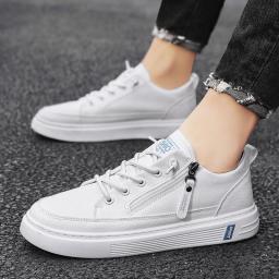 Autumn and winter new college style white shoes casual sports shoes personalized side zipper board shoes fashion trend men's shoes