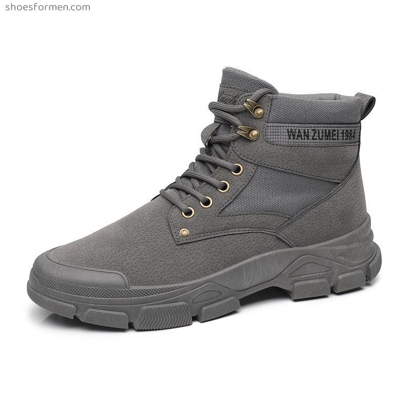 Autumn and winter new models help men's trendy leather boots outdoor leisure men's shoes British retro minimalist Martin boots men