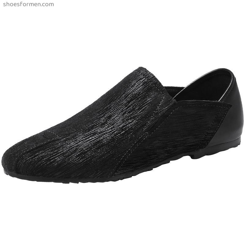 Autumn bean shoes men's leather Korean version of soft bottom casual shoes trendy versatile personality lazy shoes