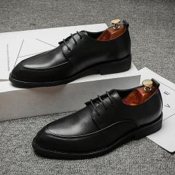Autumn business dress men's shoes wear round head ultra-fiber low-top rubber spot dress luxury shoes