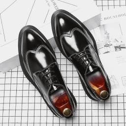 Autumn leather men's British Korean Patent leather black tide shoes business dress casual bright wedding shoes