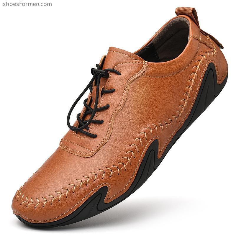 Autumn new business leather shoes men's large size casual shoes retro wild bean shoes